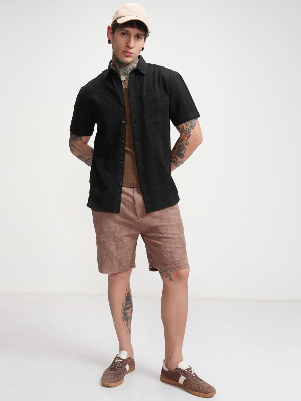 Highlander Men Black Self Design Relaxed Fit Casual Shirt - Black - Image 2