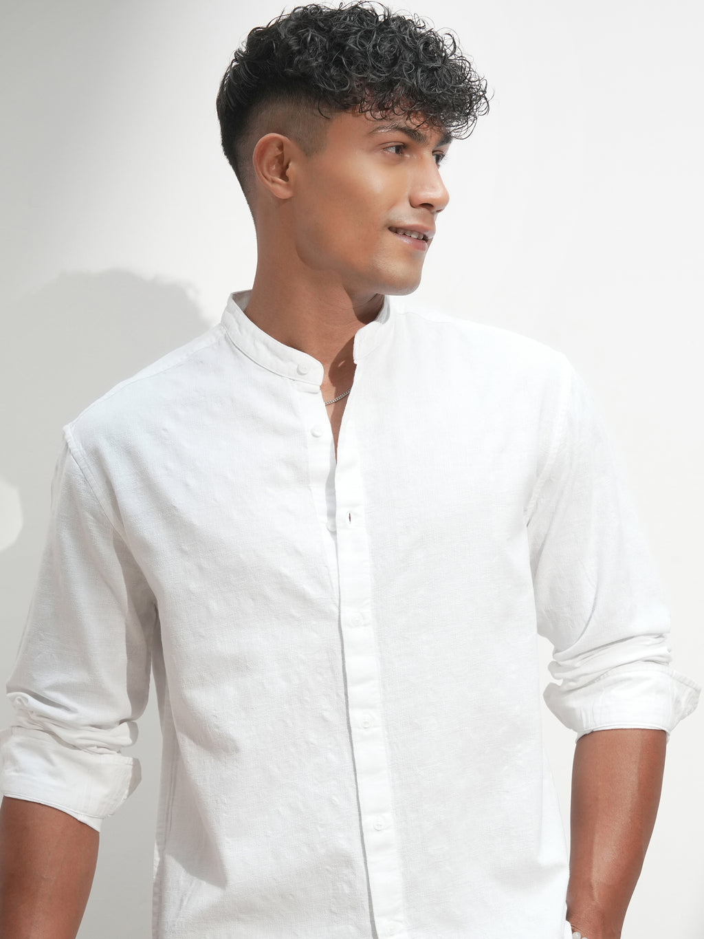 Highlander Men White Self Design Relaxed Fit Casual Shirt - White - Image 1