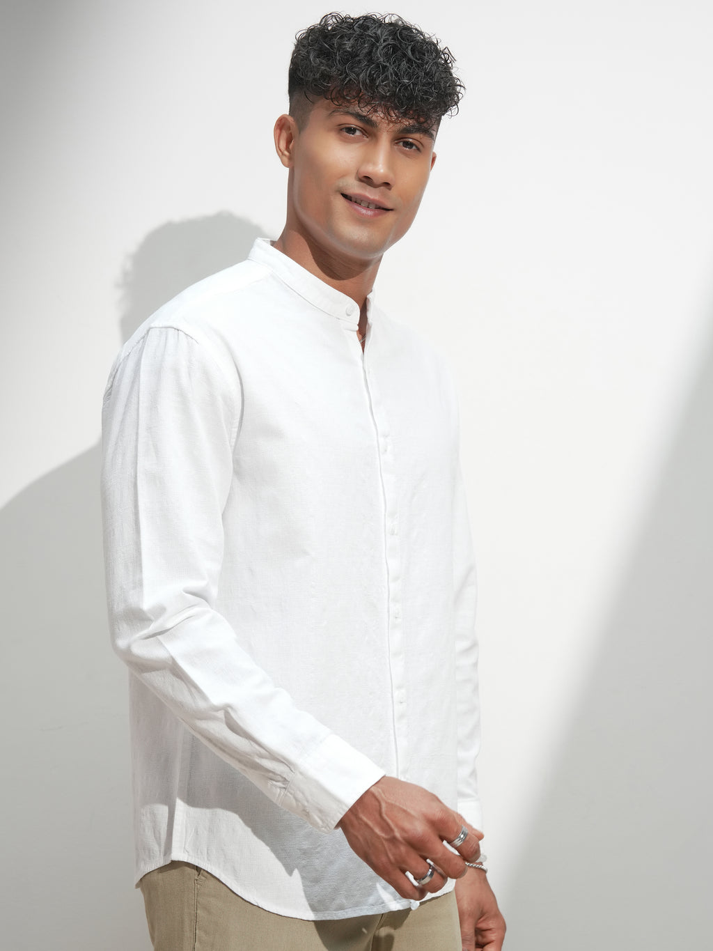 Highlander Men White Self Design Relaxed Fit Casual Shirt - White - Image 6