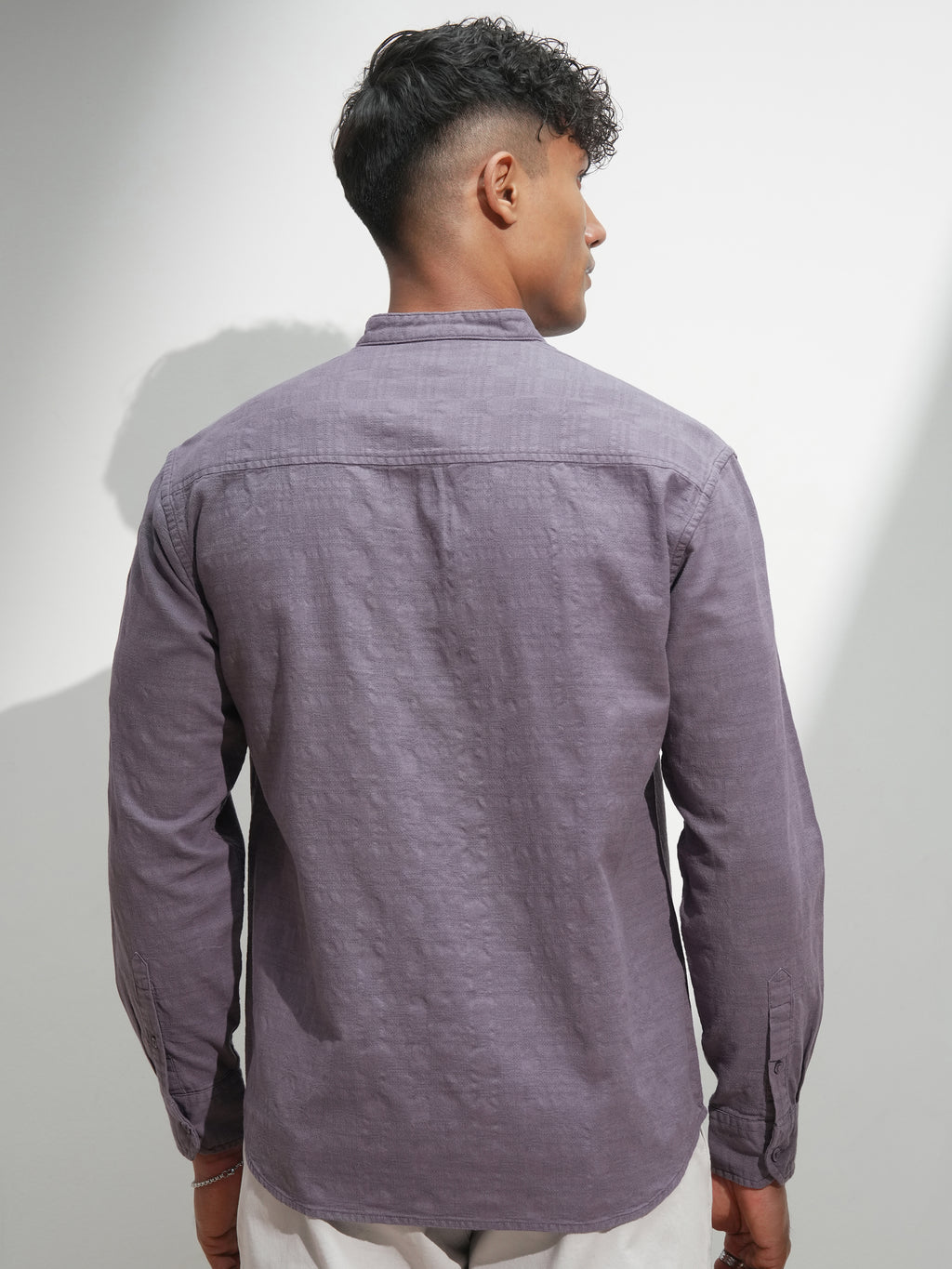 Highlander Men Purple Self Design Relaxed Fit Casual Shirt - Purple - Image 3