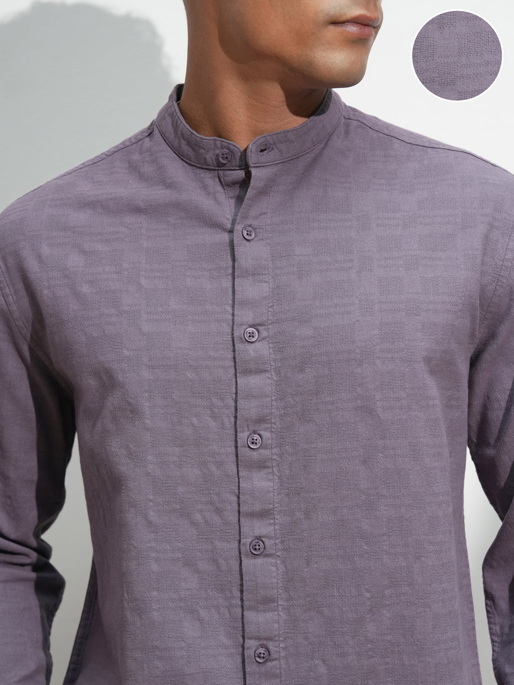 Highlander Men Purple Self Design Relaxed Fit Casual Shirt - Purple - Image 5
