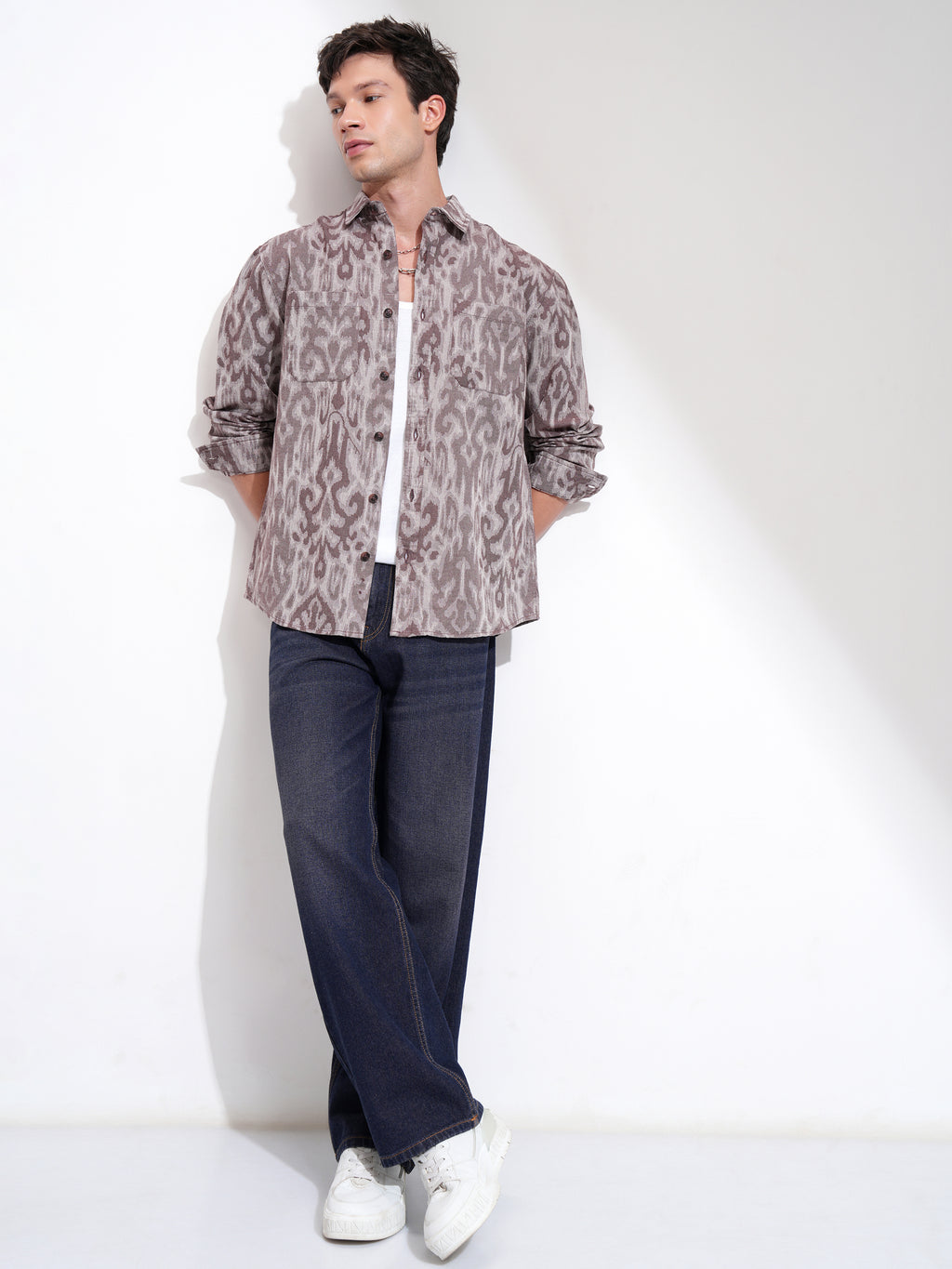 Highlander Men Coffee Pink Printed Relaxed Fit Casual Shirt - Pink - Image 2