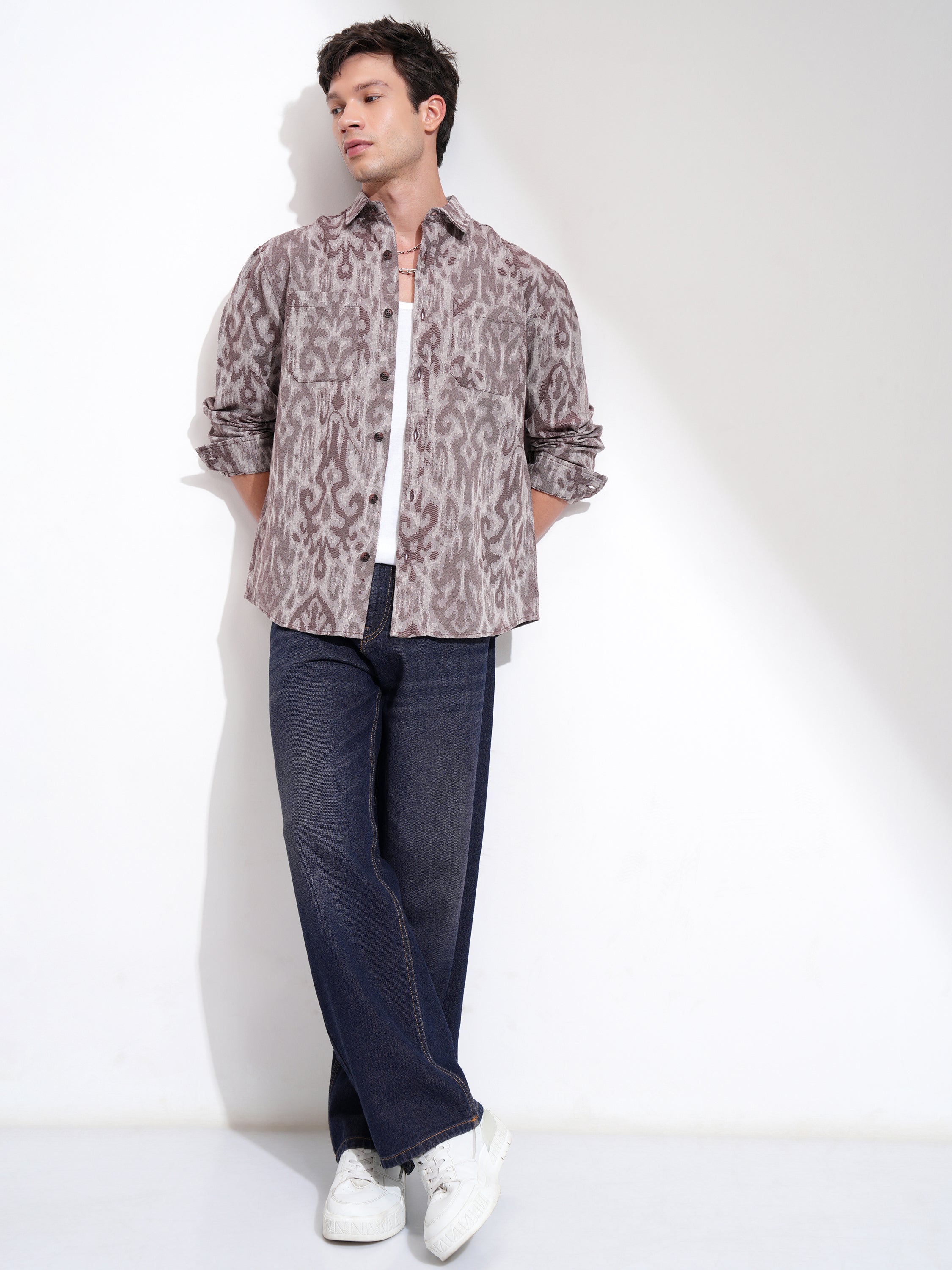 Highlander Men Coffee Pink Printed Relaxed Fit Casual Shirt - Pink - Image 2
