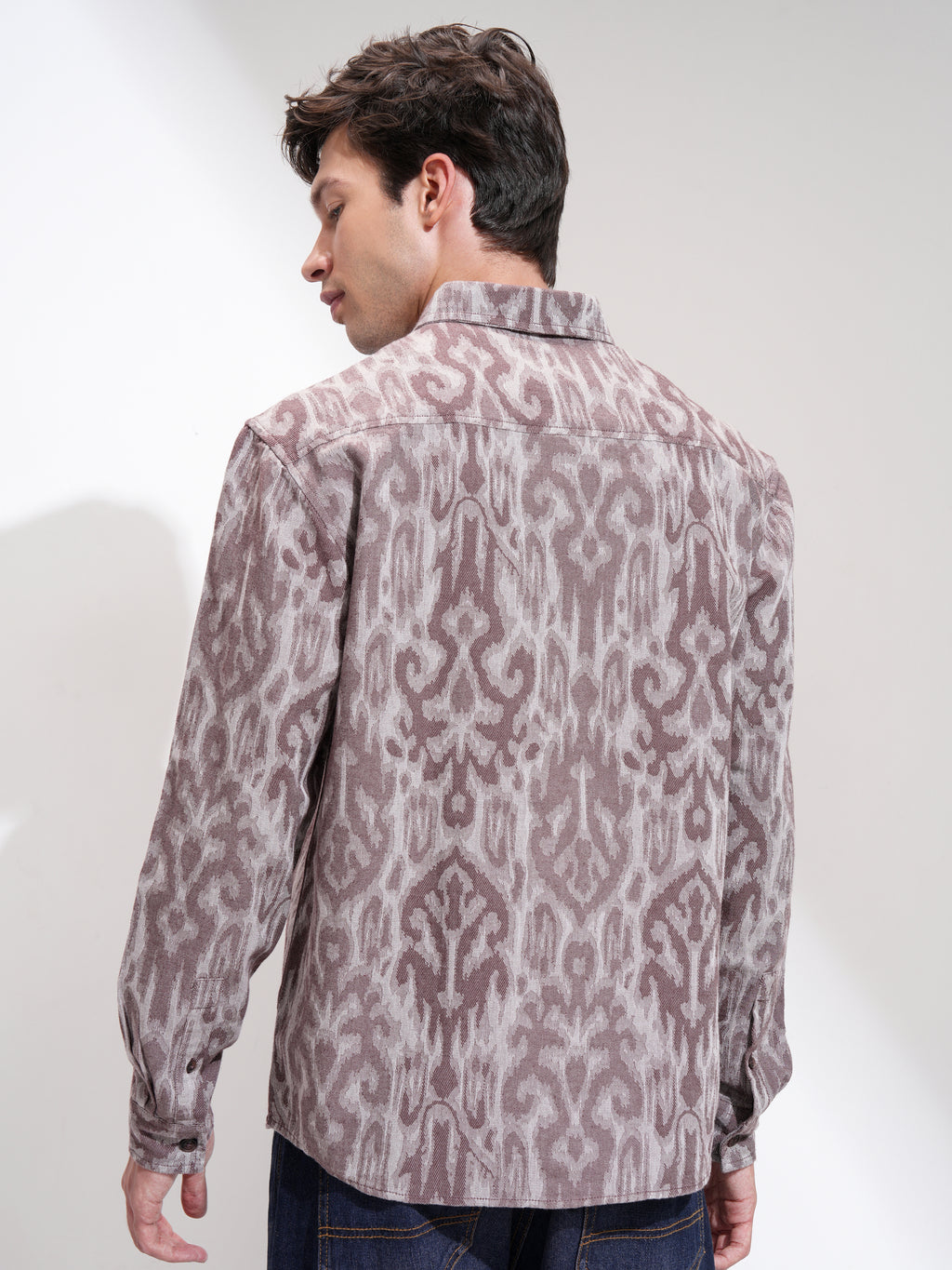 Highlander Men Coffee Pink Printed Relaxed Fit Casual Shirt - Pink - Image 3