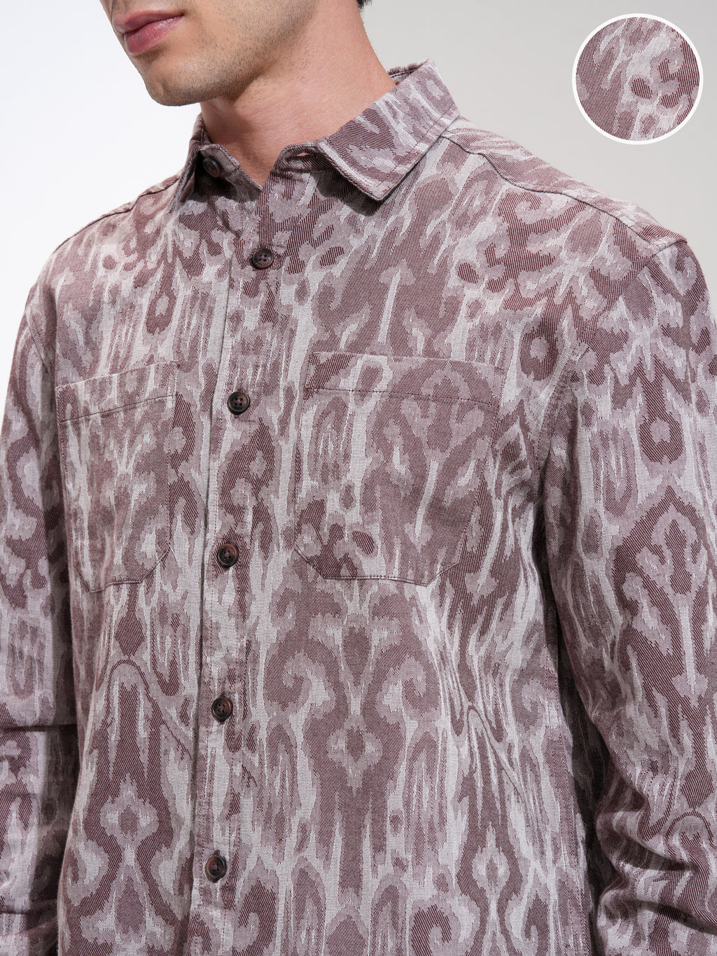 Highlander Men Coffee Pink Printed Relaxed Fit Casual Shirt - Pink - Image 5