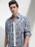 Highlander Men Navy Blue Printed Relaxed Fit Casual Shirt - Navy Blue - Image 1