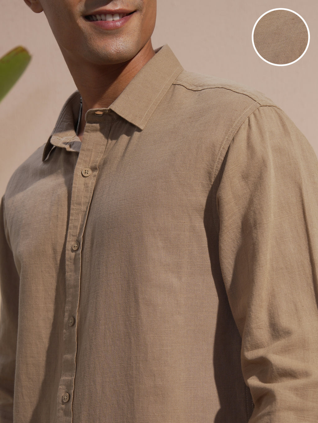 Highlander Men Khaki Solid Relaxed Fit Casual Shirt - Khaki - Image 5