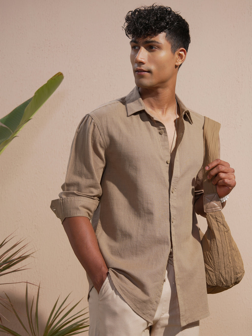 Highlander Men Khaki Solid Relaxed Fit Casual Shirt - Khaki - Image 6