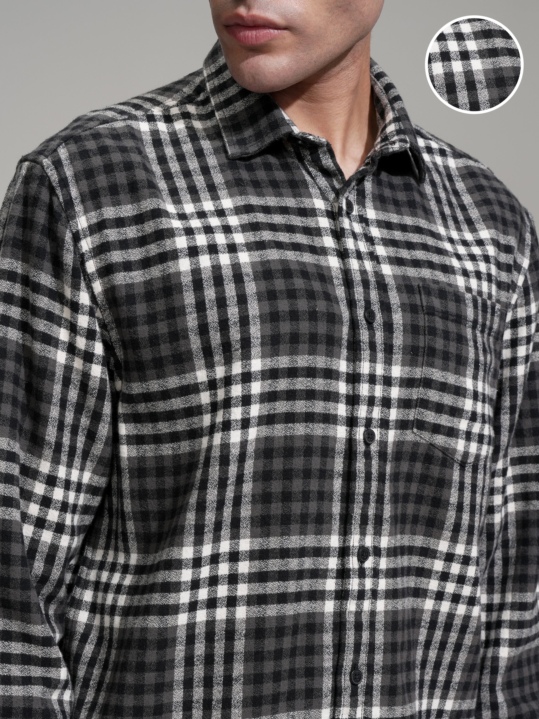 Highlander Men Black Checked Relaxed Fit Casual Shirt - Black - Image 5