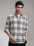 Highlander Men Grey Checked Relaxed Fit Casual Shirt - Grey - Image 1