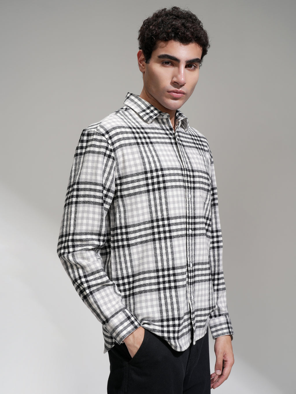 Highlander Men Grey Checked Relaxed Fit Casual Shirt - Grey - Image 6