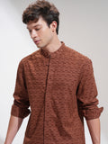 Highlander Men Brown Self Design Relaxed Fit Casual Shirt - Brown - Image 1