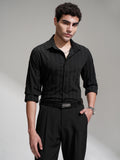 Highlander Men Black Self Design Slim Fit Casual Shirt - Black - Image 1
