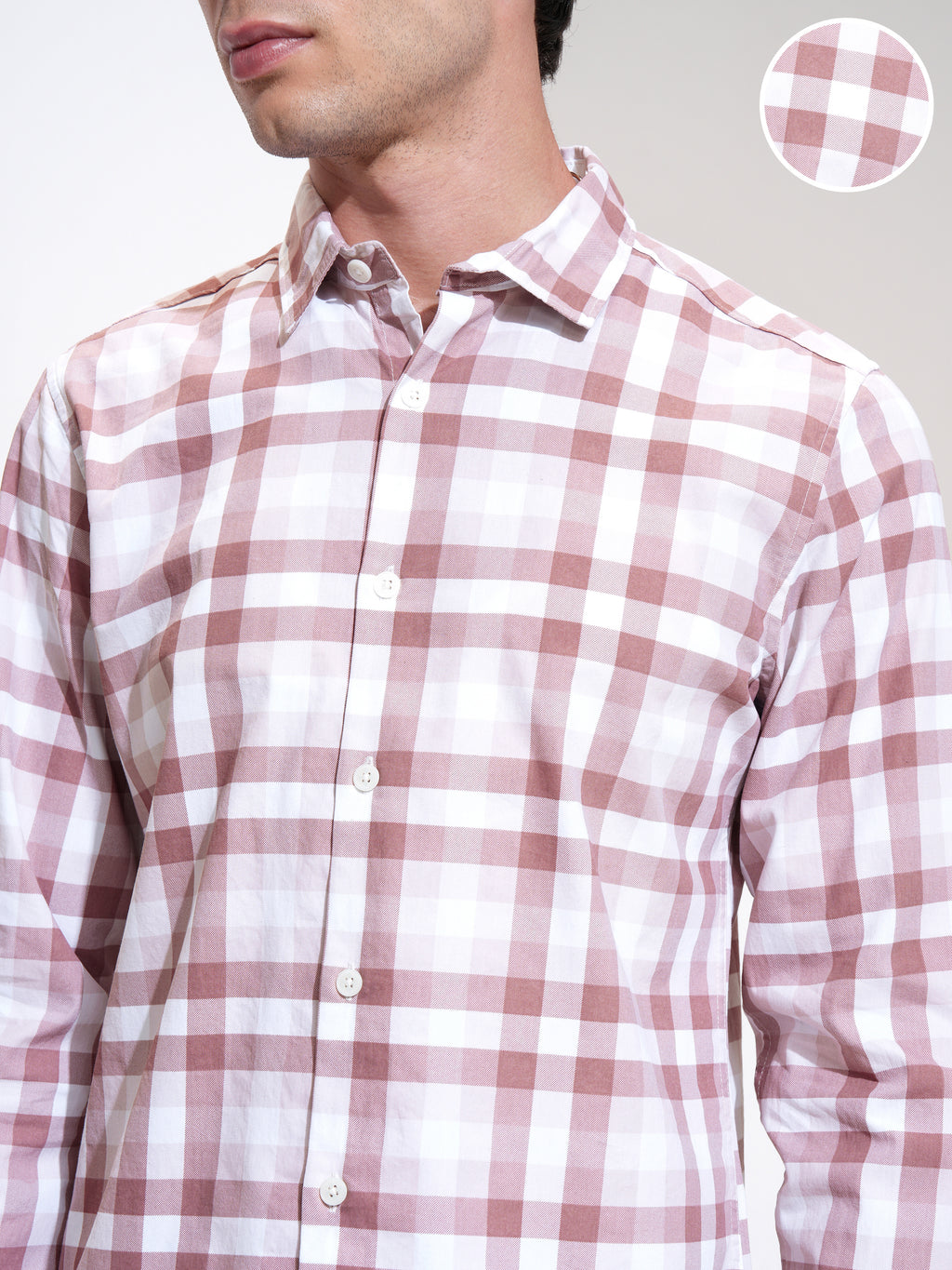 Highlander Men Maroon Checked Slim Fit Casual Shirt - Maroon - Image 5