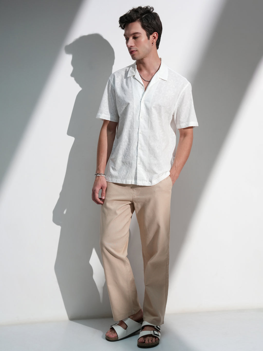 Highlander Men White Self Design Relaxed Fit Casual Shirt - White - Image 2