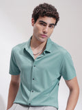 Highlander Men Green Self Design Slim Fit Casual Shirt - Green - Image 1