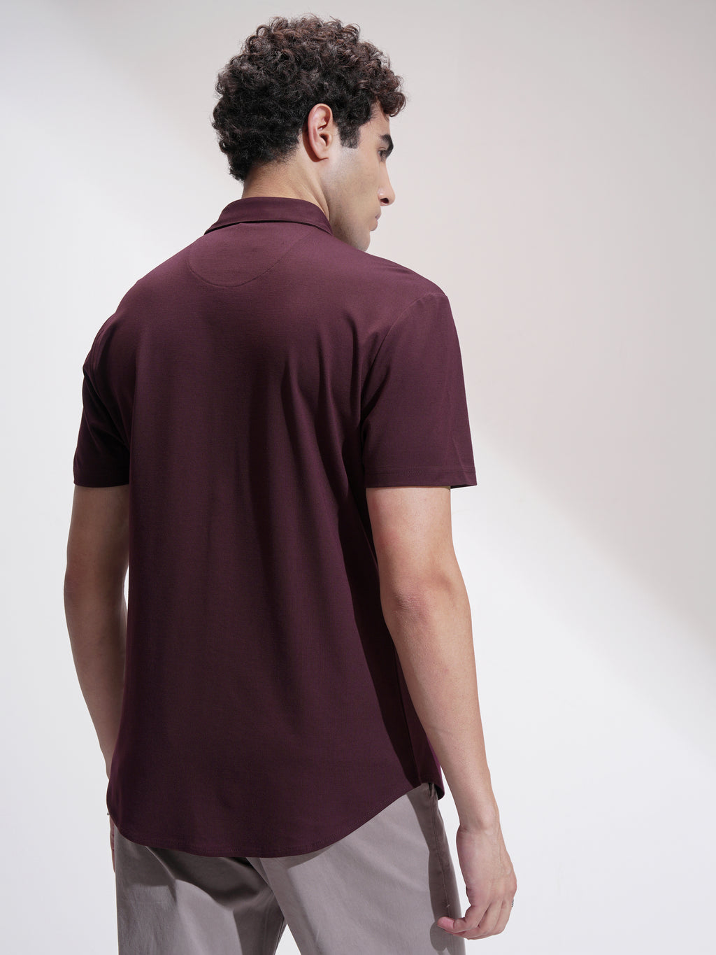 Highlander Men Maroon Self Design Slim Fit Casual Shirt - Maroon - Image 3