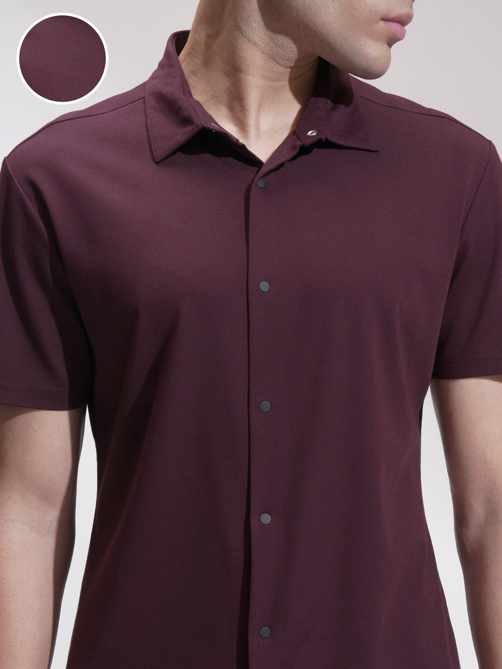 Highlander Men Maroon Self Design Slim Fit Casual Shirt - Maroon - Image 5