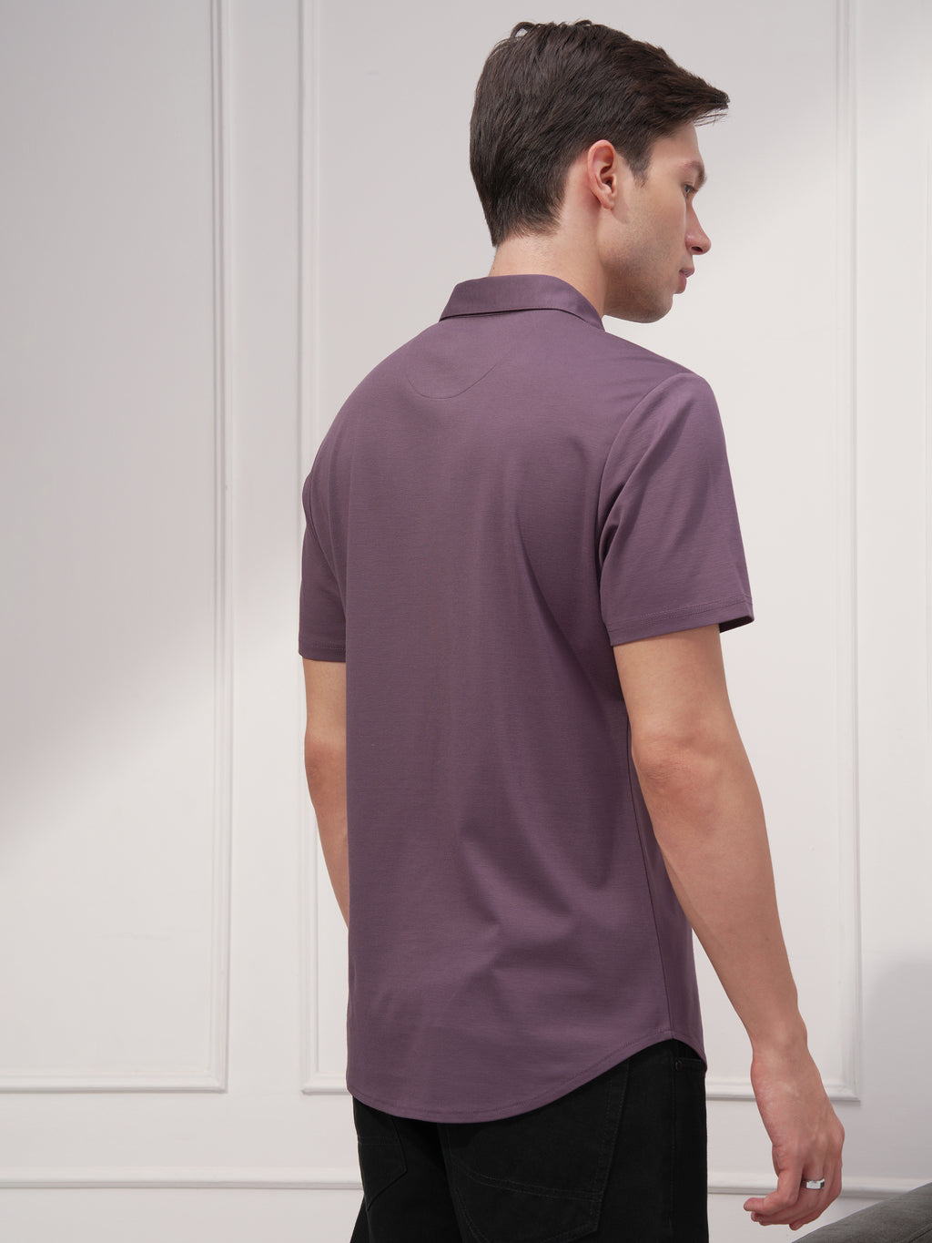 Highlander Men Purple Solid Slim Fit Casual Shirt - Purple - Image 3