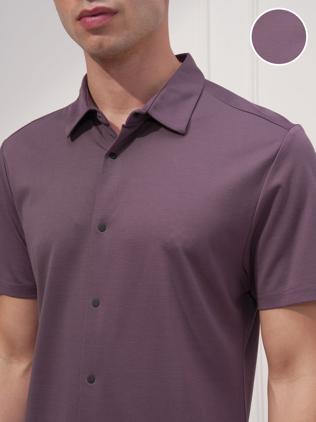 Highlander Men Purple Solid Slim Fit Casual Shirt - Purple - Image 5