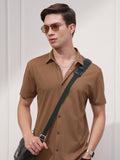 Highlander Men Brown Solid Slim Fit Casual Shirt - Brown - Image 1