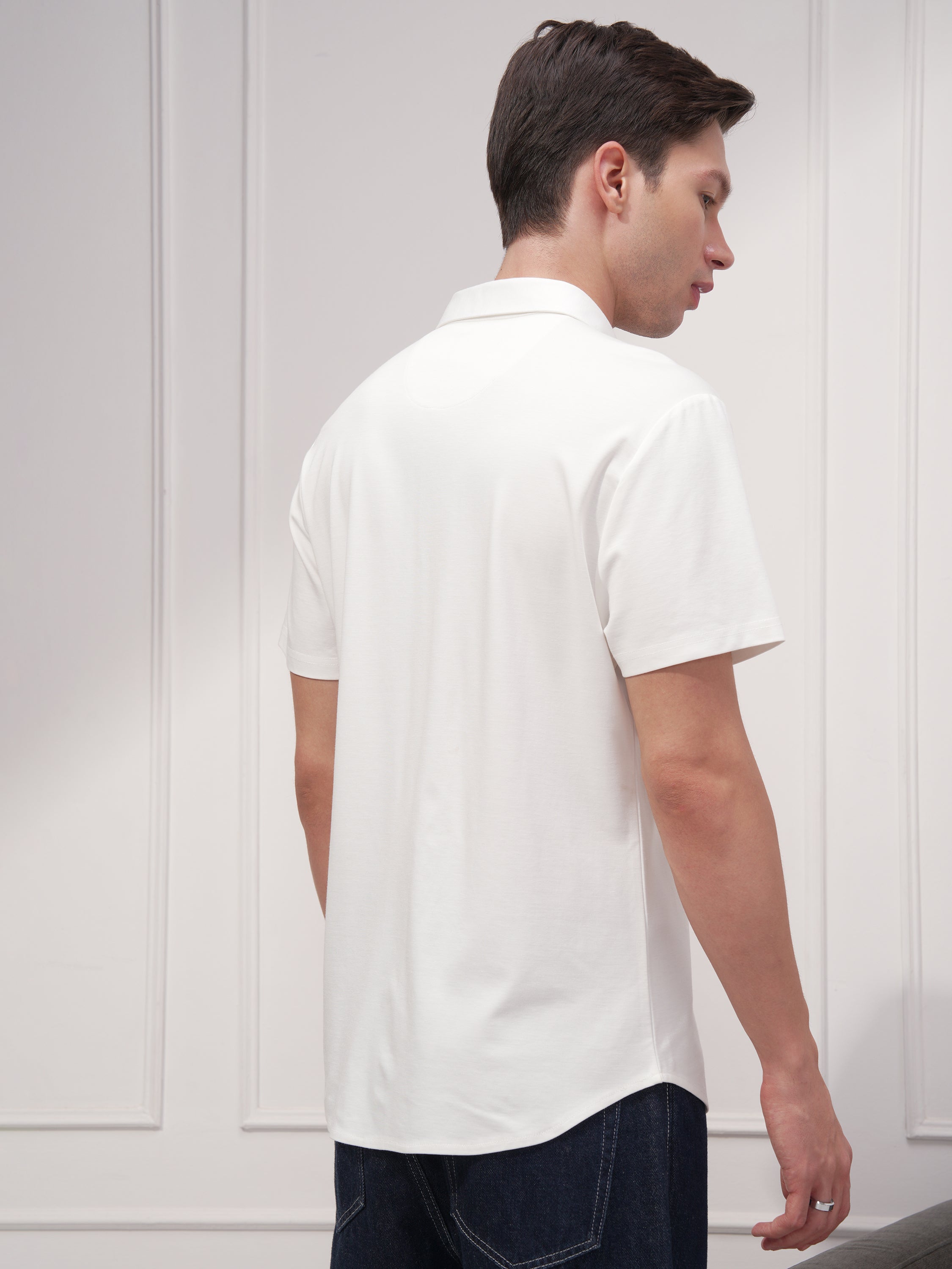 Highlander Men White Solid Slim Fit Casual Shirt - White - Image 3