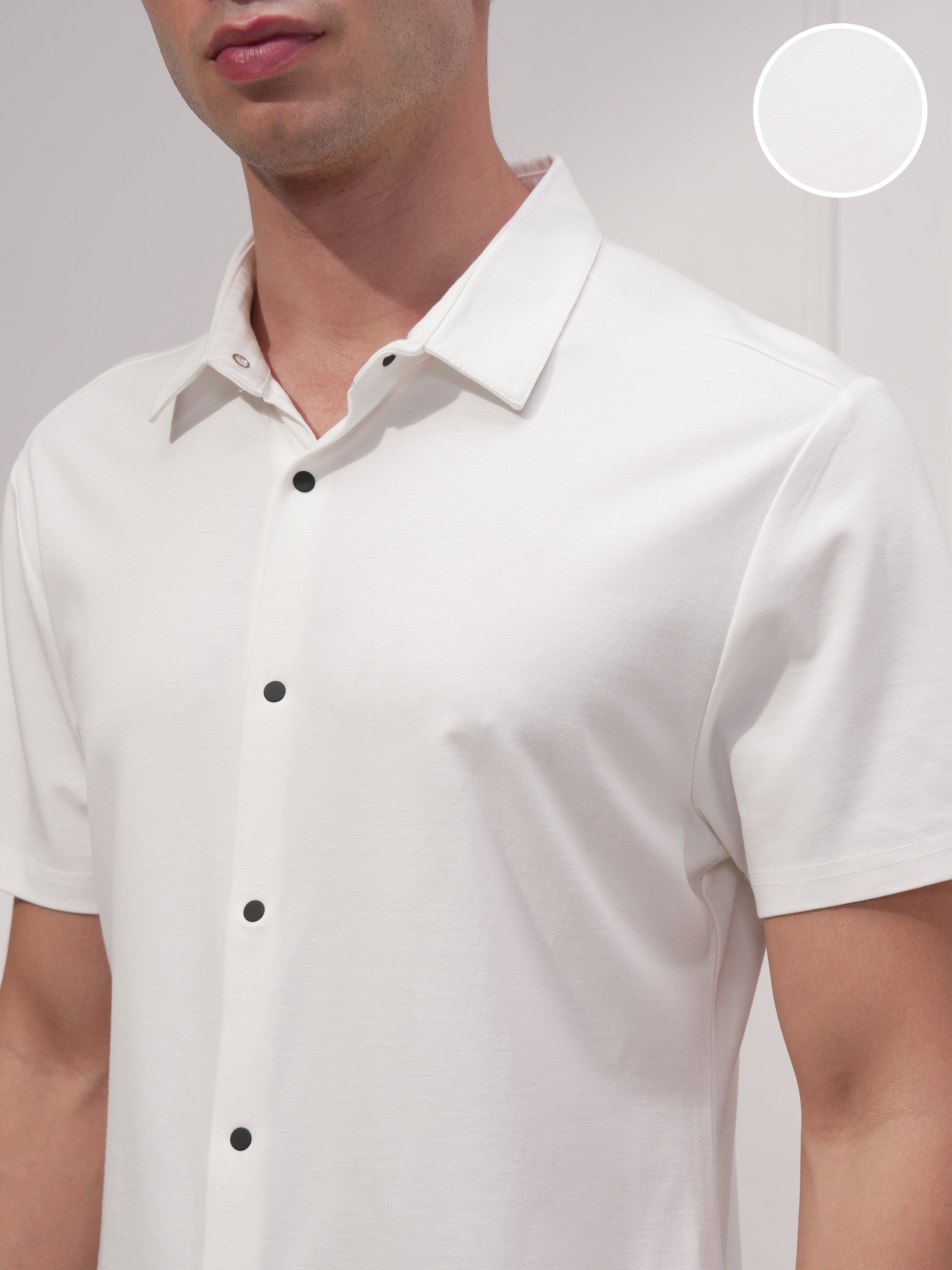 Highlander Men White Solid Slim Fit Casual Shirt - White - Image 5