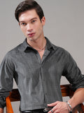 Highlander Men Grey Self Design Slim Fit Casual Shirt - Grey - Image 1