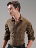 Highlander Men Brown Self Design Slim Fit Casual Shirt - Brown - Image 1