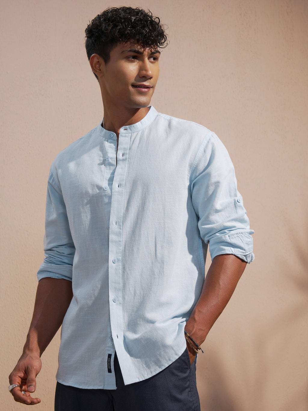 Highlander Men Blue Solid Relaxed Fit Casual Shirt - Blue - Image 4