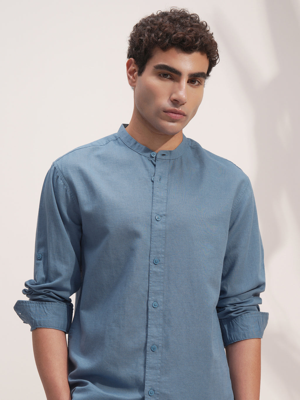 Highlander Men Blue Solid Relaxed Fit Casual Shirt - Blue - Image 1