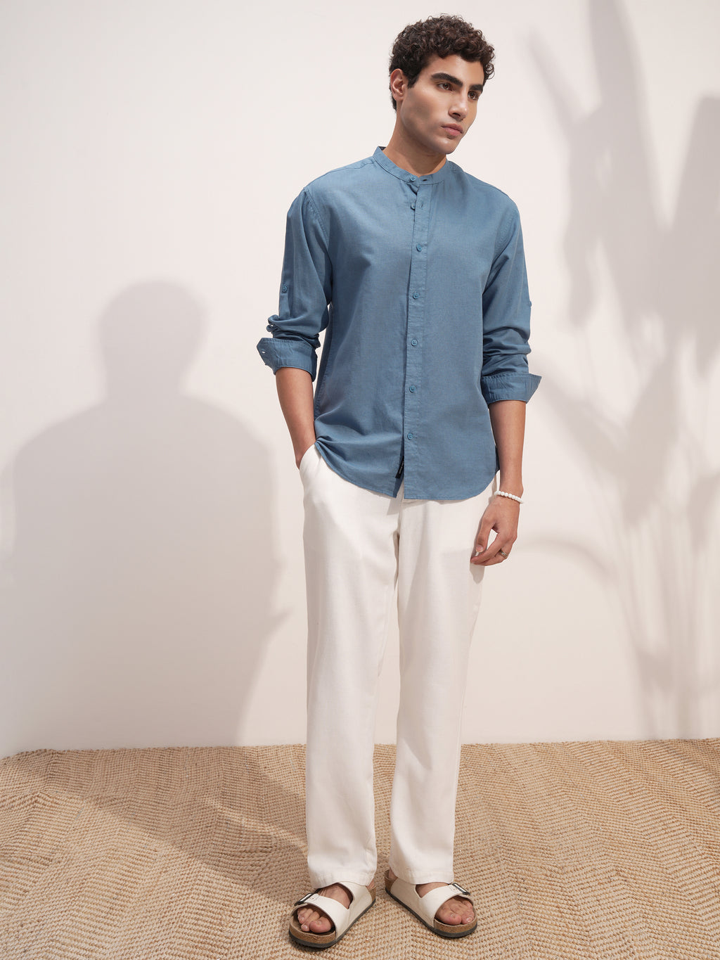 Highlander Men Blue Solid Relaxed Fit Casual Shirt - Blue - Image 2