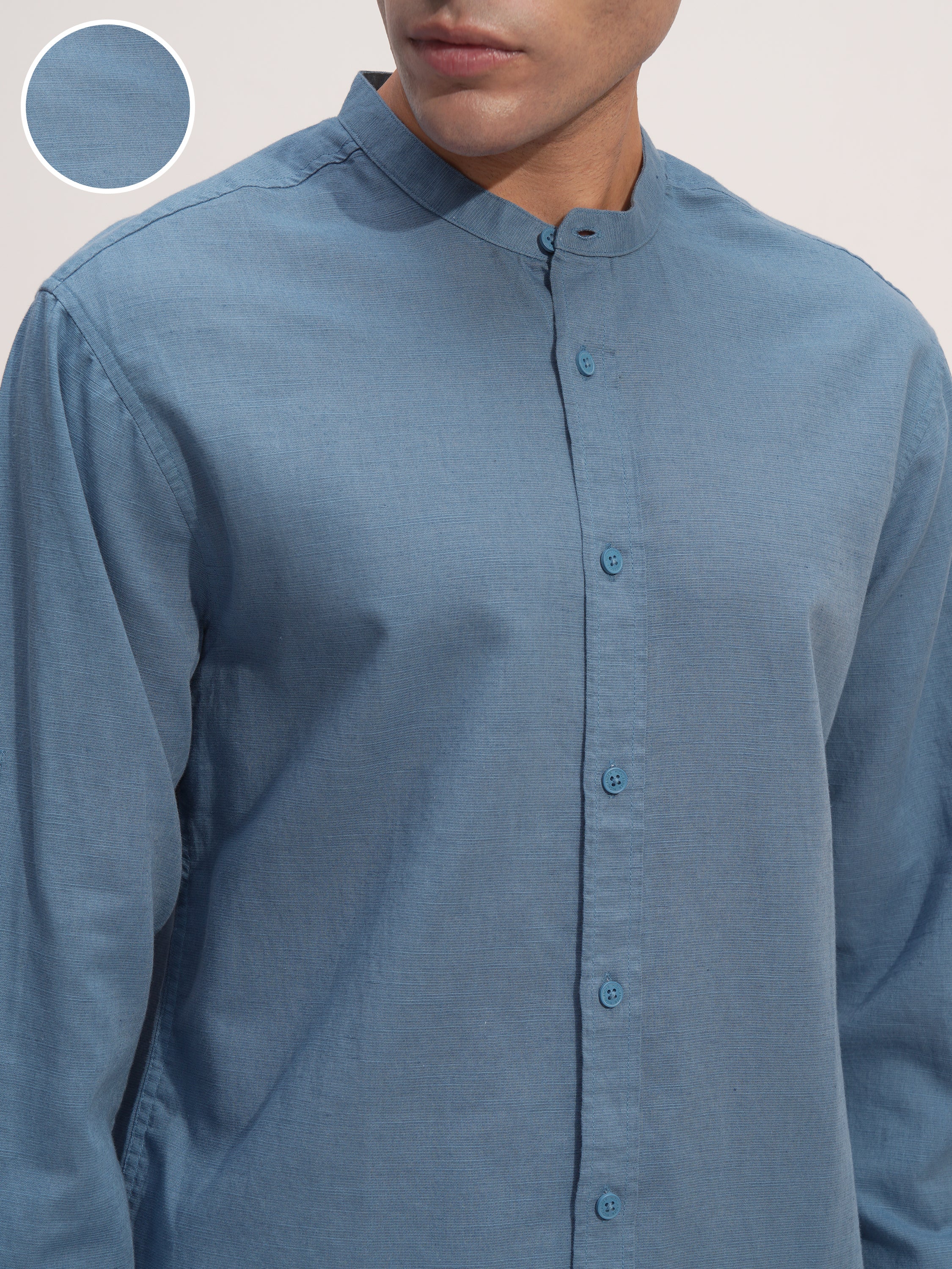 Highlander Men Blue Solid Relaxed Fit Casual Shirt - Blue - Image 5