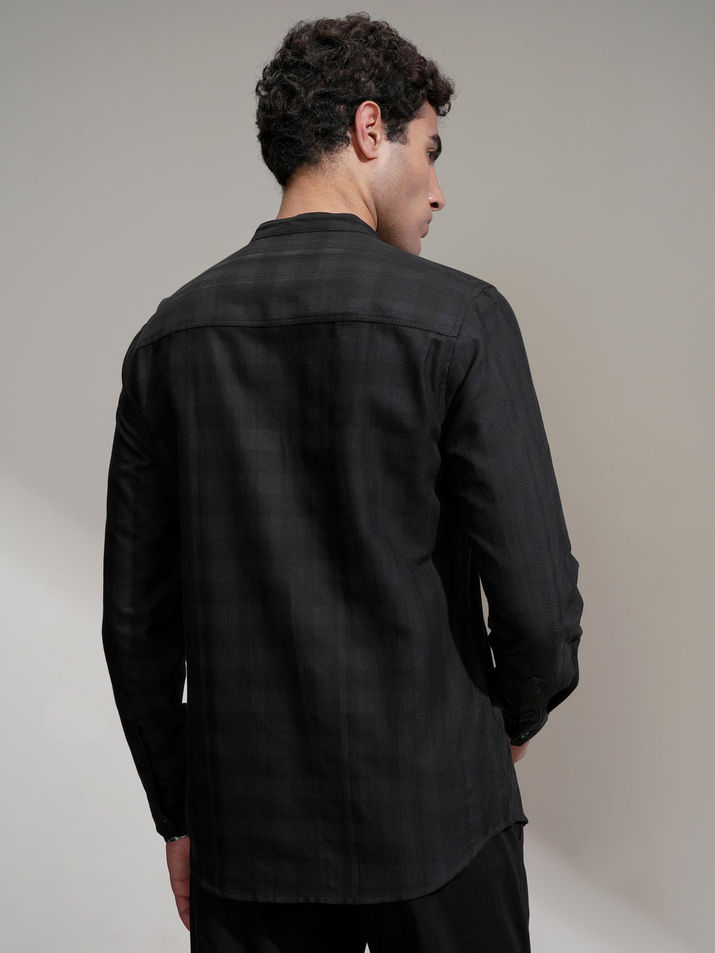 Highlander Men Black Self Design Slim Fit Casual Shirt - Black - Image 3
