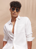 Highlander Men White Self Design Relaxed Fit Casual Shirt - White - Image 1
