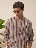 Highlander Men Brown Striped Relaxed Fit Casual Shirt - Brown - Image 1