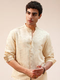 Highlander Men Beige Self Design Relaxed Fit Casual Shirt - Beige - Image 1
