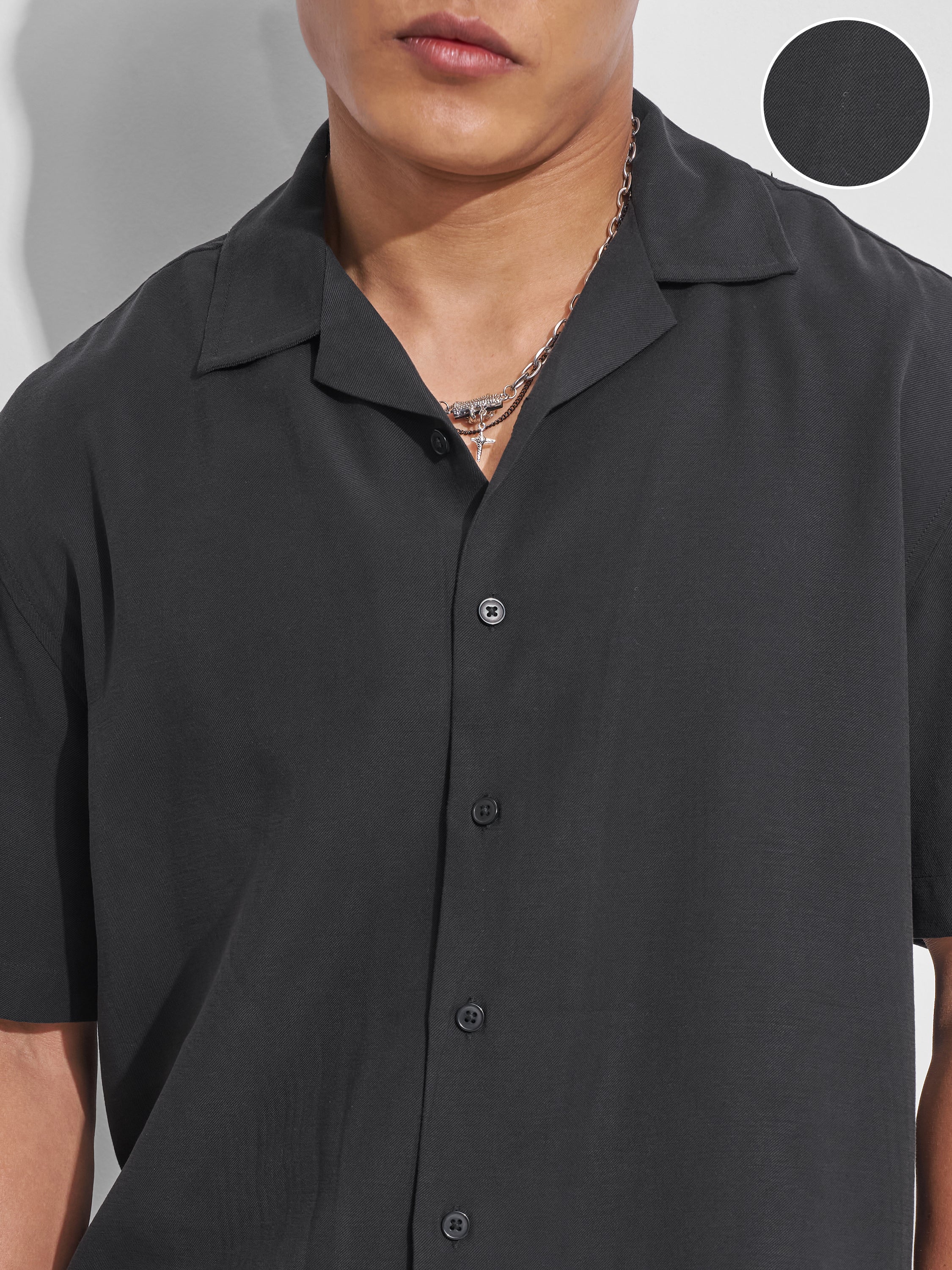 Highlander Men Black Solid Relaxed Fit Casual Shirt - Black - Image 5