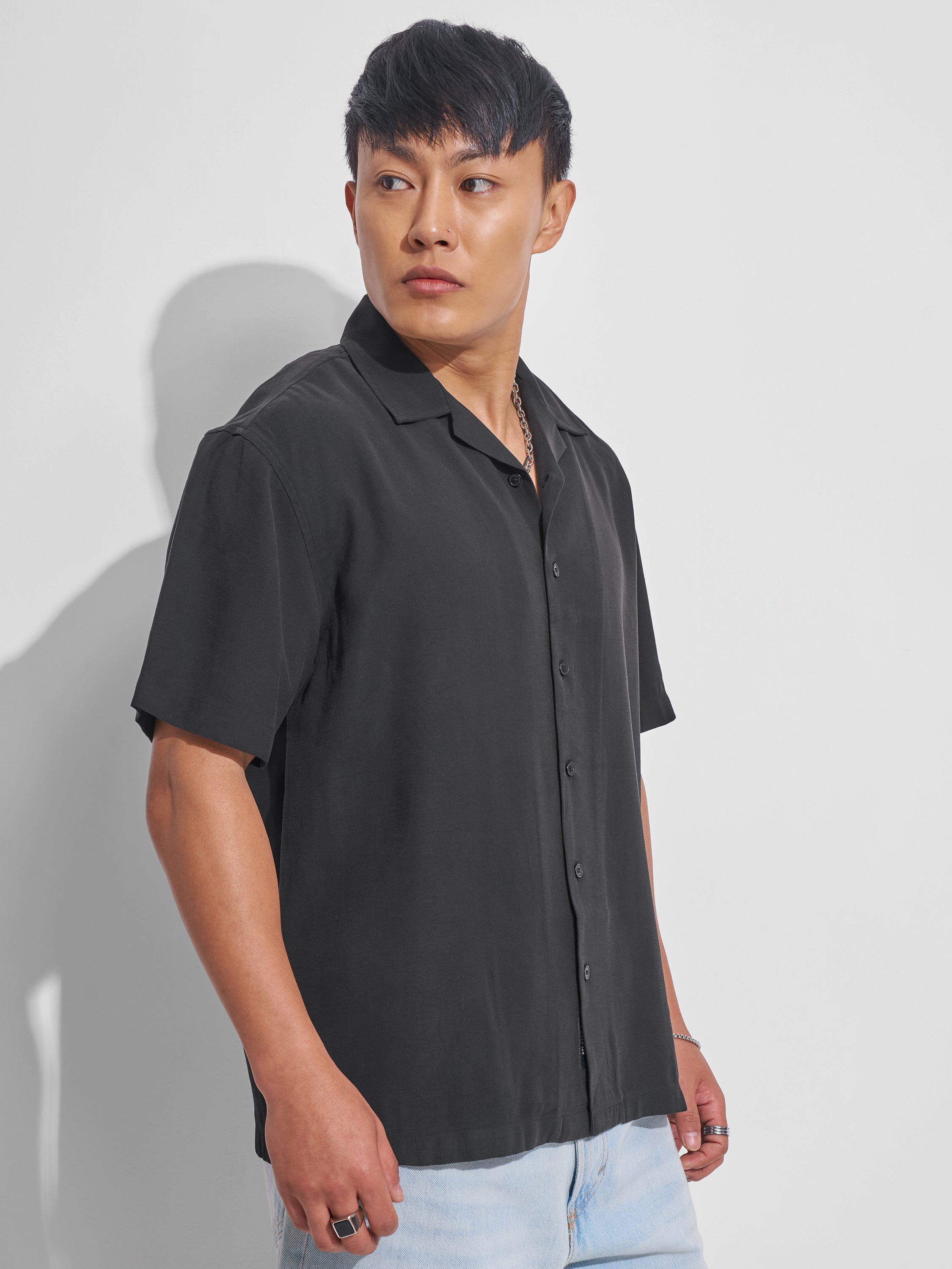 Highlander Men Black Solid Relaxed Fit Casual Shirt - Black - Image 6