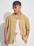 Highlander Men Mustard Solid Relaxed Fit Casual Shirt - Mustard - Image 1