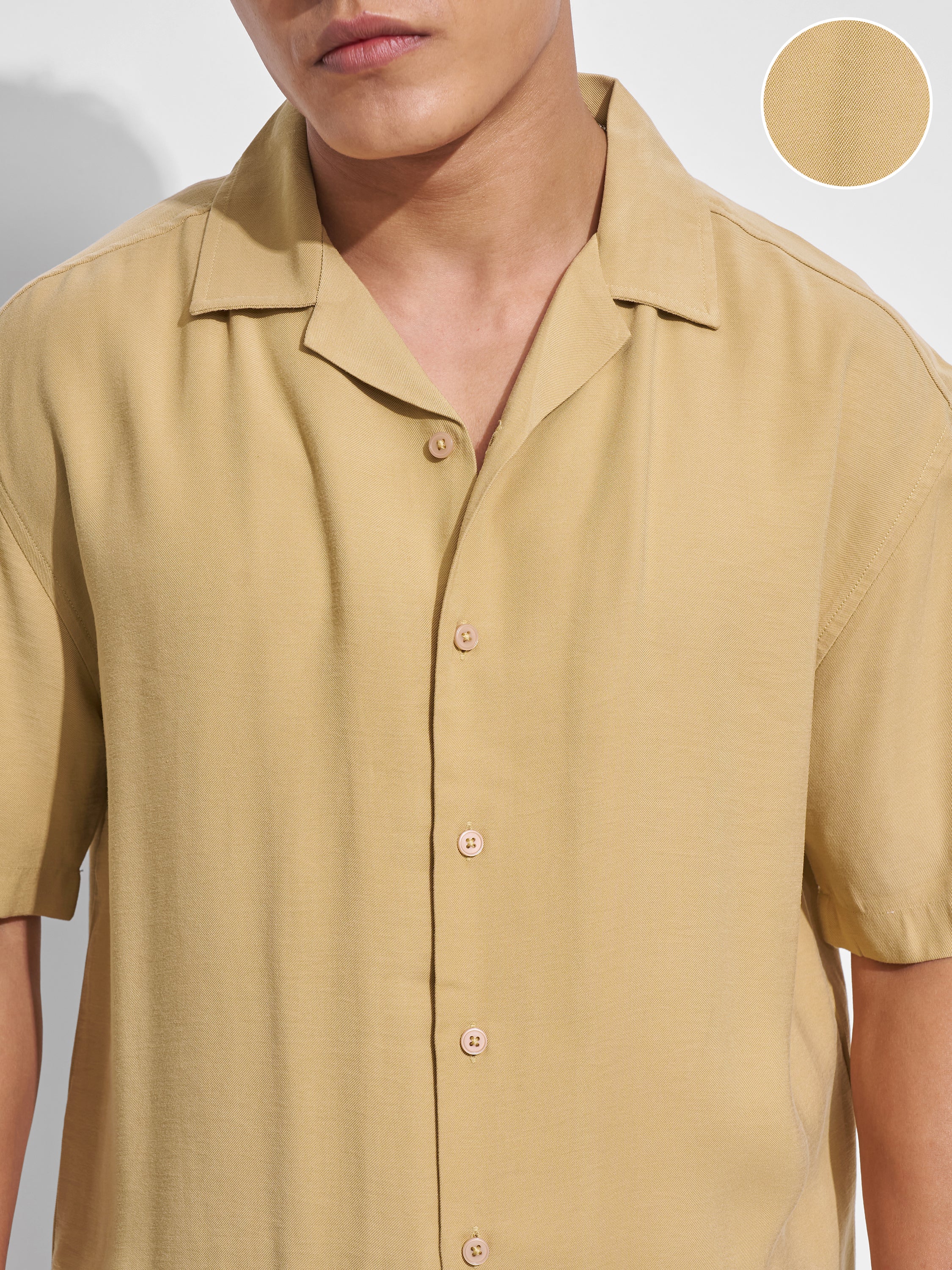 Highlander Men Mustard Solid Relaxed Fit Casual Shirt - Mustard - Image 5