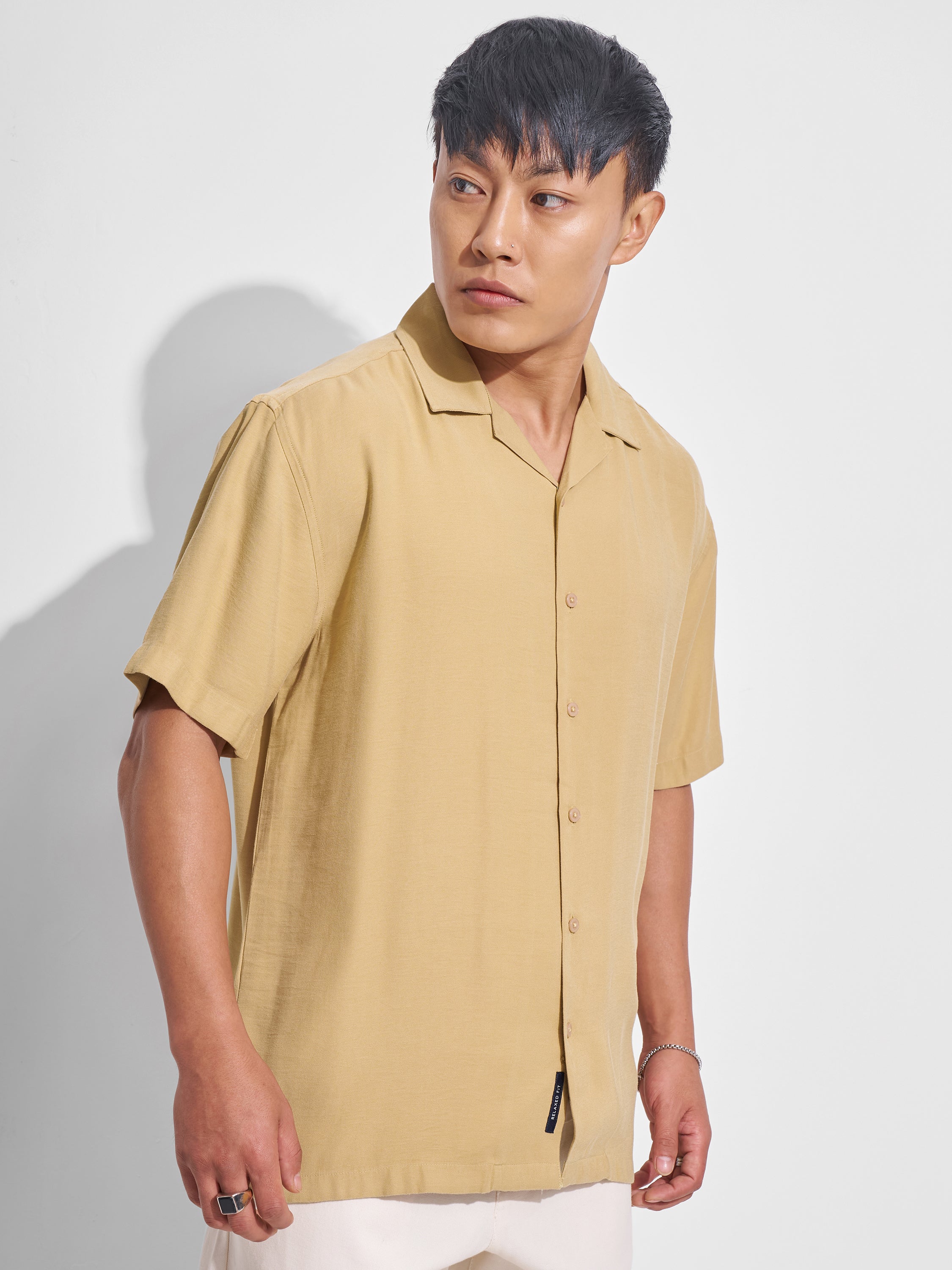 Highlander Men Mustard Solid Relaxed Fit Casual Shirt - Mustard - Image 6