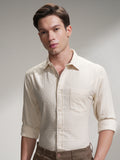 Highlander Men Off White Self Design Slim Fit Casual Shirt - Off White - Image 1