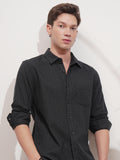 Highlander Men Black Striped Slim Fit Casual Shirt - Black - Image 1