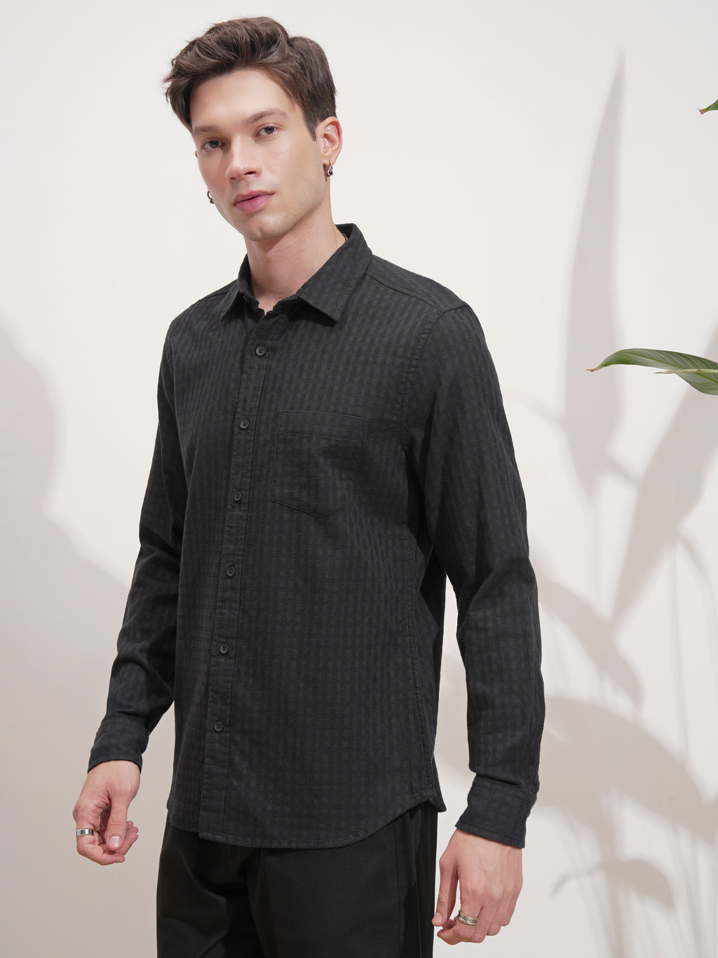 Highlander Men Black Striped Slim Fit Casual Shirt - Black - Image 4