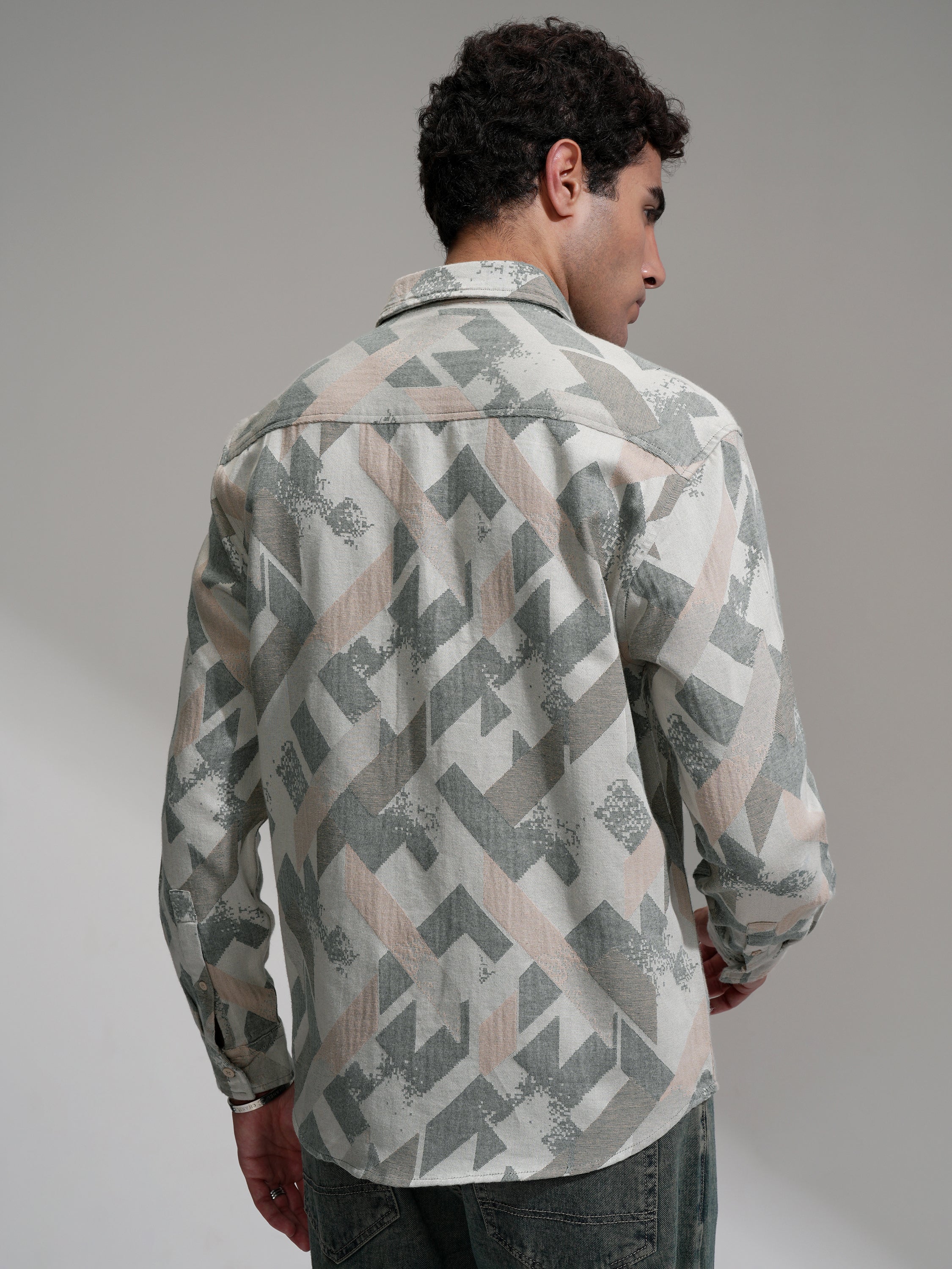 Highlander Men Green Printed Relaxed Fit Casual Shirt - Green - Image 3