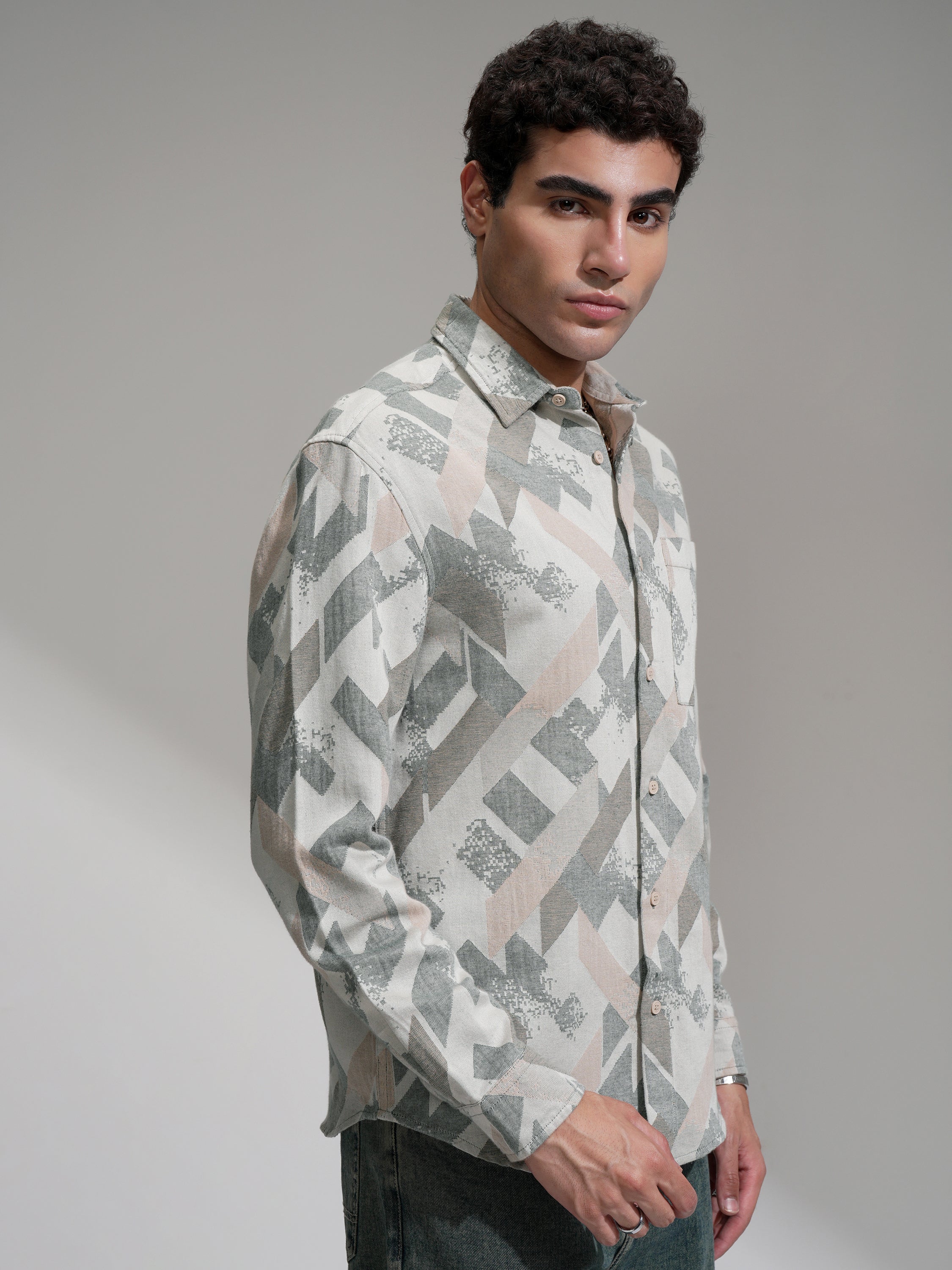 Highlander Men Green Printed Relaxed Fit Casual Shirt - Green - Image 6