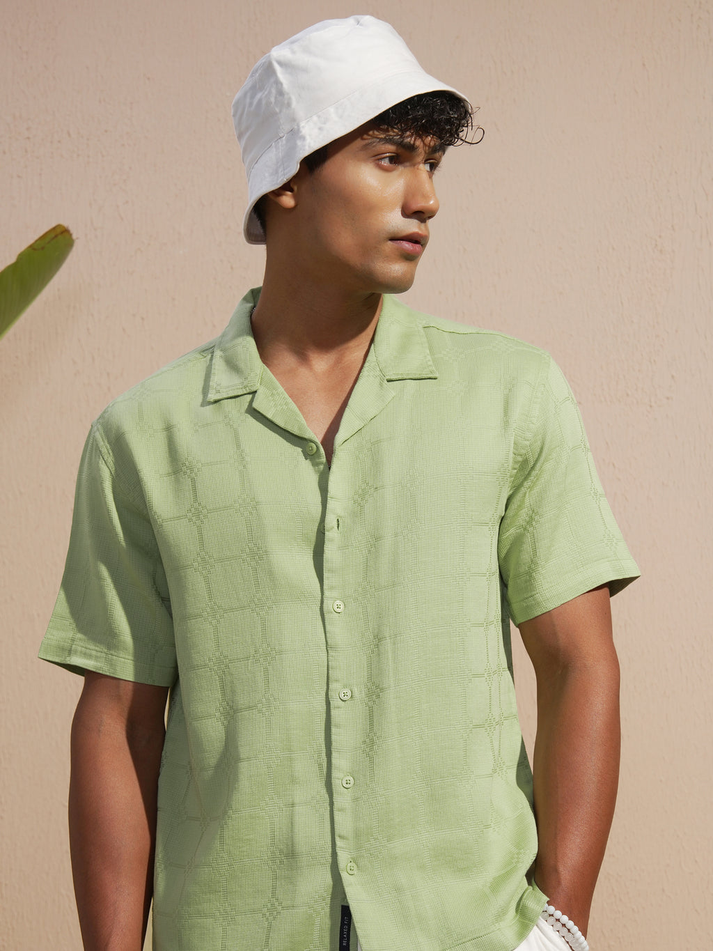 Highlander Men Green Self Design Relaxed Fit Casual Shirt - Green - Image 1