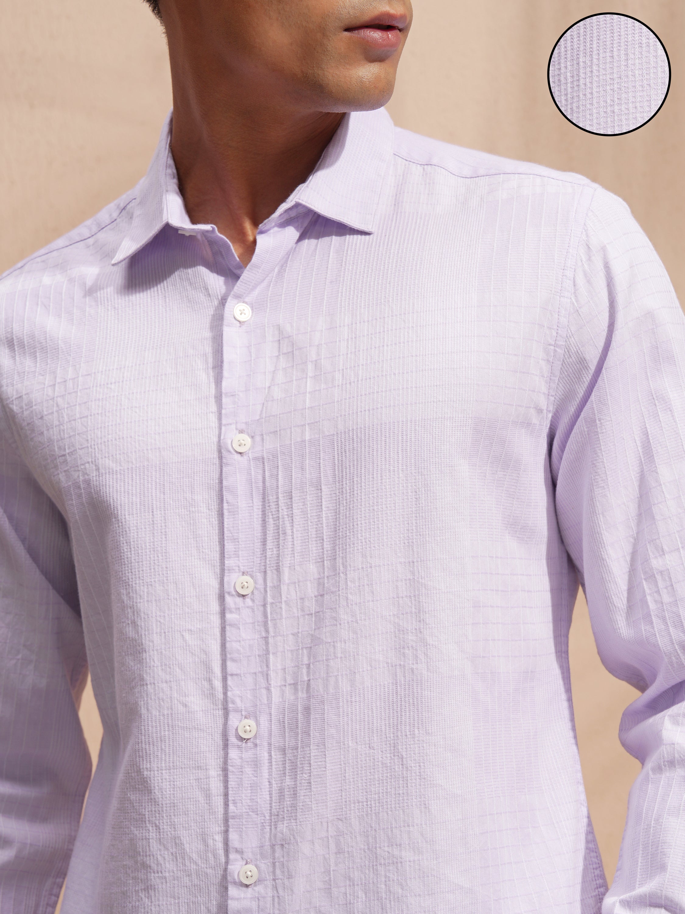 Highlander Men Purple Self Design Slim Fit Casual Shirt - Purple - Image 5