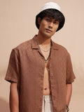 Highlander Men Rust Self Design Oversized Fit Casual Shirt - Rust - Image 1